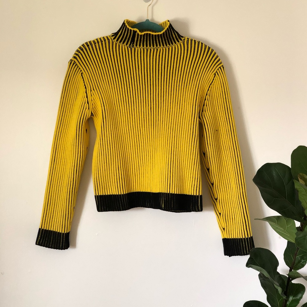 Black & yellow turtle neck sweater